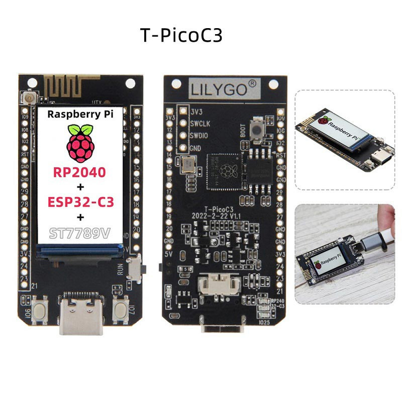 T-PicoC3 RP2040 ESP32-C3 Dual MCUs Development Board